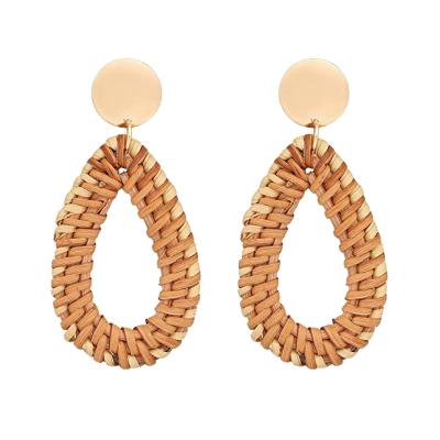 China FASHIONABLE Jewelry Rattan Hot Selling Dangling Earrings for Women Fashion and Personality Handmade Wooden Earrings for sale