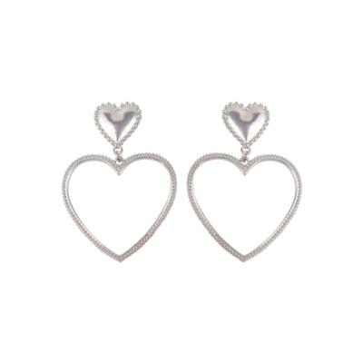 China Fashionable hot sale 925 silver stiletto earrings women statement heart shaped earrings cheap and fine jewelry for sale