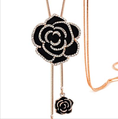 China TRENDY Korean Fashion Long Rose Pendant Necklace For Women Wholesale Jewelry Manufacturer for sale