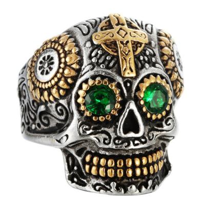 China Titanium Steel Skull Ring Statement Ring Chinese Jewelry Vintage Stainless Steel Supplier For Men for sale