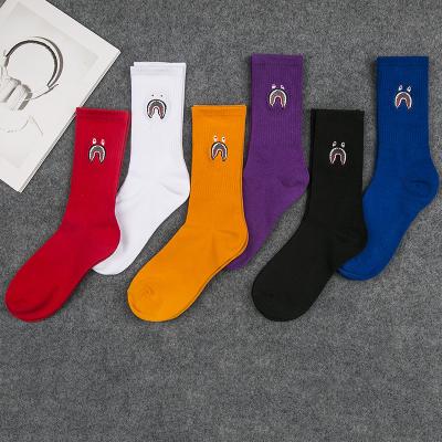 China 6 Solid Colors Antibacterial Dry Little Monster Men High Quality Happy Socks for sale