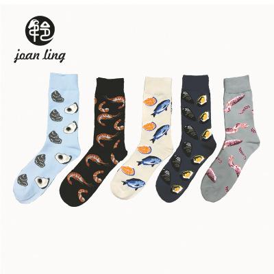 China New high quality men's socks sports style cotton seafood socks colorful anti-slip crew socks for sale