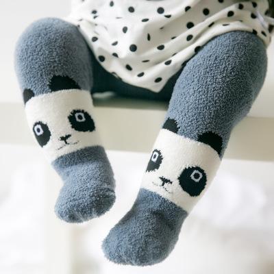 China Hot Sale Breathable Baby Socks Cute Panda Knitted Fleece Baby Coral Tights for sale