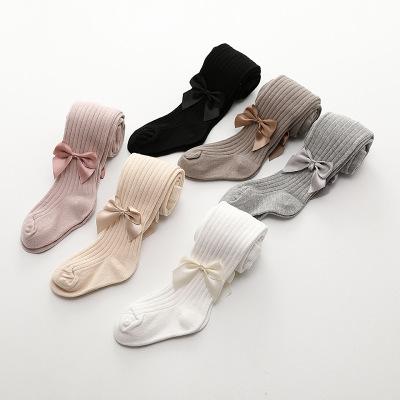 China Hot Selling Breathable With Bow Cute Combed Cotton Baby Breathable Newborn Tights for sale