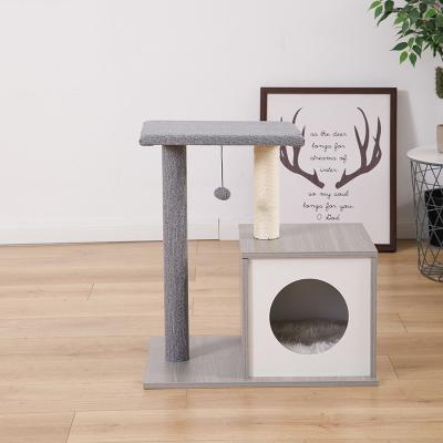 China Viable Style Cat Furniture Cat Tree Luxury Cat Tree Wooden House Minimalism Workmanship for sale