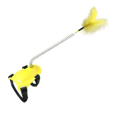 China Small Foot Cat Feet Stick High Safety Pet Cat Stick Funny Toy Viable Hot Selling Funny Elastic Feather Cat Stick Pet Toy for sale