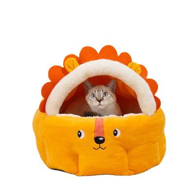 China 2022 Viable Wholesale Lion Shape Pet Mat Collapsible Cats Bed Warm Winter Dog Sleeping Mat Bed for sale