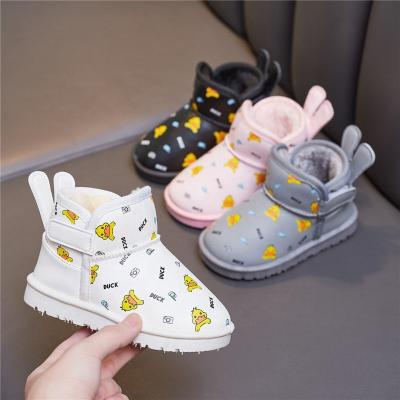 China Winter new Northeast winter essential boys and girls big cotton shoes plus velvet thickening warm non-slip children's snow boots for sale