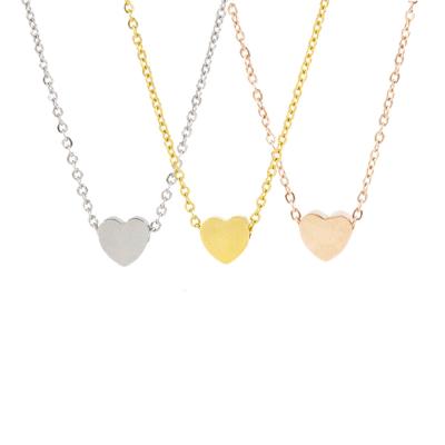 China Wholesale Gold Mirror Stainless Steel Necklace Chains Love Heart Peach Smooth Titanium Steel Clavicle Casual/Sporty Necklaces for sale