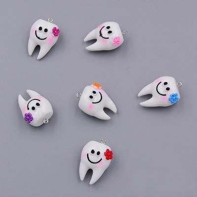 China Solid white teeth new casual/sports artificial resin printing porcelain beads for sale