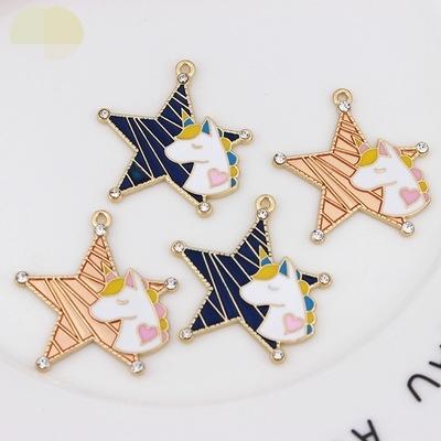 China Casual/Sporty Dripping Oil Five Pointed Star Unicorn Exquisite Necklace for sale