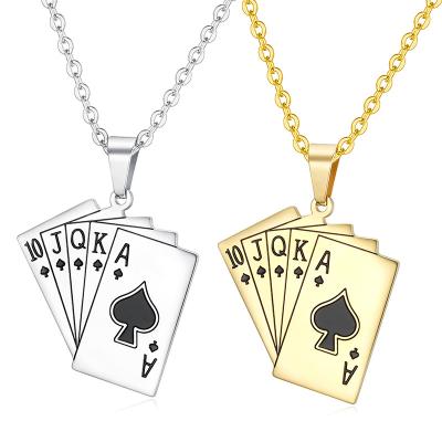 China Hip Hop Stainless Steel Casual / Sporty Chain Iced Out Poker Pendant Playing Card For Men for sale