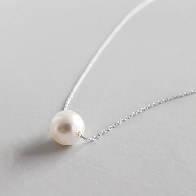 China CLASSIC Simple Pearl Glamor Simple Sterling Silver Necklace Pendant 18K Gold Plated For Women Girl for sale