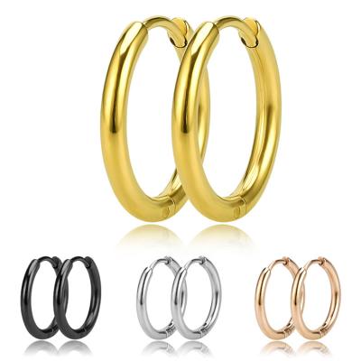 China Classic 1 Pair Small Hoop Earrings Stainless Steel Circle Round Hoop Earrings For Men Women Ear Ring Ear Bone Buckle for sale