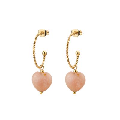 China New Arrival Casual/Sporty Stainless Steel Gold Plated Classic Heart Shaped Stud Earrings For Women Wholesale Christmas Jewelry Gift for sale