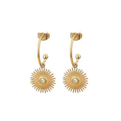 China New Casual Stainless Steel/Sporty Gold Plated Sunflower Stud Charm Earrings For Women Wholesale Christmas Rhinestone Jewelry Gift for sale