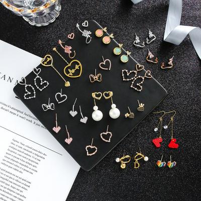 China High Quality Earrings Gift Love Series Earrings 925 Silver Gold Plated Needle Inlaid Female Zircon Earrings for sale