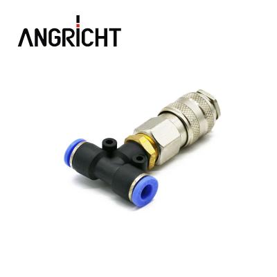 China Factory Direct Pneumatic Adapter Tee Fit Style Quick Connect PU Hose Air Adapter Connector Tee Shaped Quick Equal for sale