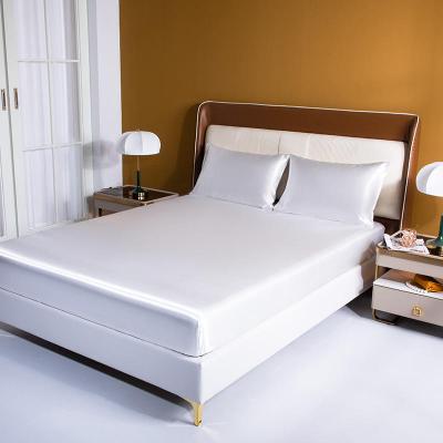 China Waterproof Imitated King Size Brush Fabric Mattress Protector High Quality Queen Silk Fitted Sheet for sale