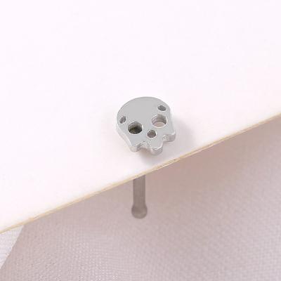 China Hot-selling Nose Ring Female Piercing Skull Head Rod Nose Ornament Straight Hiphop Stainless Steel Nose Stud for sale