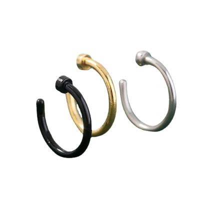 China New Hiphop Style Stainless Steel Personality Hip Hop Non Piercing Nose Ring Body Piercing C Shape Three Piece Nose Ring Body Piercing J for sale