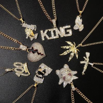 China Rhinestone Punk Cross Zircon Joker Women Men Clown Heart Hiphop Fashion Personality Hip Hop Letter Pendant Necklace for sale