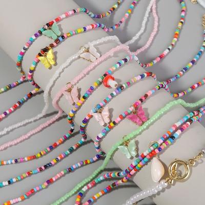 China FASHIONABLE Colorful Butterfly Jewelry Sets Bohemia Beads Tassels Pendant Necklace Earring Sets for sale