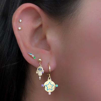 China Hot Trendy Gold God Huggie Earrings Fashion Drop Earrings Neo-Gothic Unisex Jewelry Gold Hand Pave Crystal Plated Dazzling Party for sale