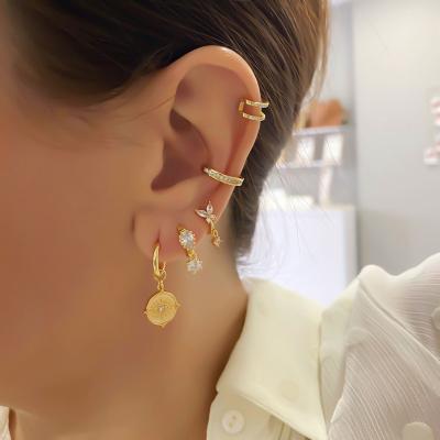 China BOHEMIA Fashion Earrings Trend Party Nickel Zircon 18k Gold Plating Butterfly Circle Free Wedding Earrings for sale