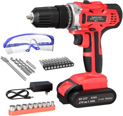 China Cordless Hammer Drill with 21V Lithium Battery Electric Drill 3/8