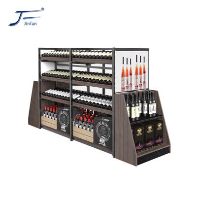 China Supermarket store double sided wine display rack for sale