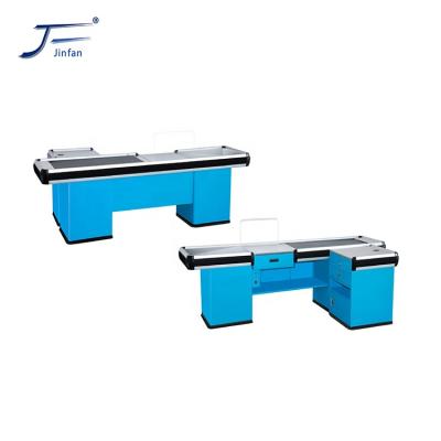 China Automatic Supermarket Supermarket Store Conveyor Belt Cashier Counter for sale