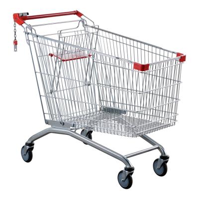 China Unveiling Minimarket Customized Logos Shopping Trolley With Elevator Wheel for sale