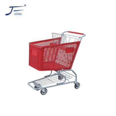 China Unfolding 125 Liters Supermarket Warehouse Plastic Shopping Trolley for sale