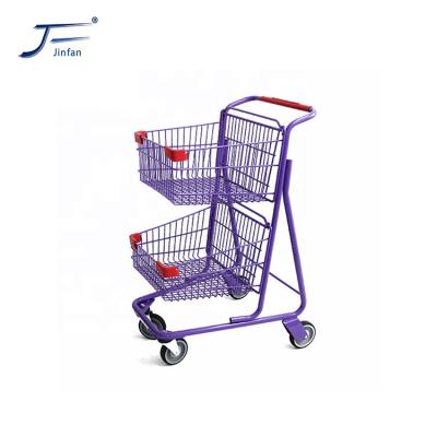 China Unfolding 80 Liters Metal American Shopping Cart Style Supermarket Wholesale Steel Store for sale