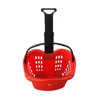 China Eco-friendly Retail Store Grocery Supermarket Shopping Basket Plastic Shopping Cart Small With Wheels for sale