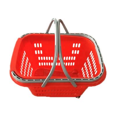 China Supermaerket shopping made in china cheap retail store supermarket shopping baskets handle trolley cart with wheels for sale for sale