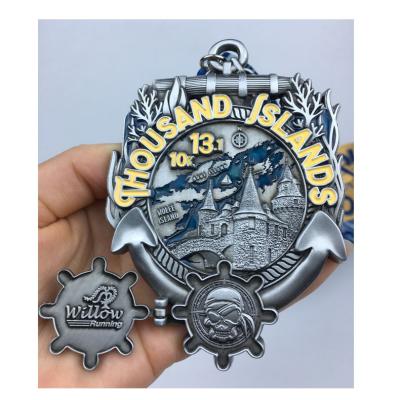 China Antique Imitation Design your own bronze antique silver personalize running finisher medal for sale