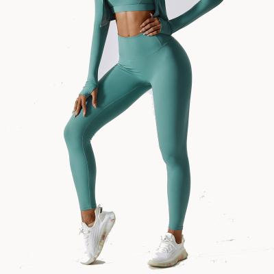 China Anti-Bacterial High quality yoga suit legging sets fitness women's sports wear running quick dry v shape back yoga legging for sale