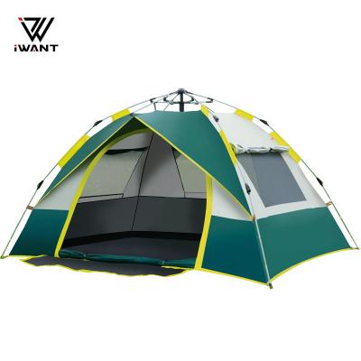 China Extended Type Fully Automatic Family Travel Wholesale 3-4 Persons Pop Up Gear Open Tents Waterproof Outdoor Camping Tent Large Double Sun Tent for sale