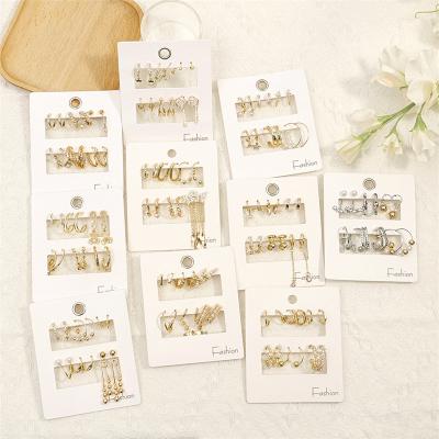 China Fashion 6 Pairs/set Dangle Earrings For Girls Ladies Small Star Bohemian Heart Fashion Earrings Tassel Circle Earrings For Women for sale