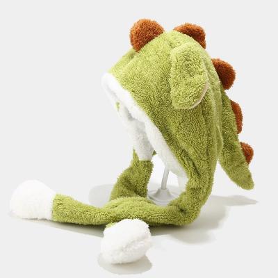 China Fashion COMMON Funny Dinosaur Shaped Plush Hat Role Playing Beanie Faux Fur Warm Ear Cute Protective Cartoon Proof Winter Cold Hat for sale