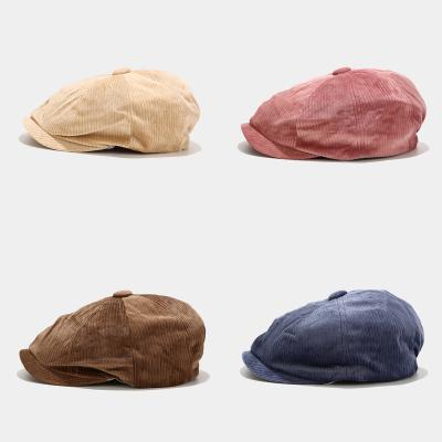 China Fashion\Autumn Winter Newsboy Hats Men and Women Unisex Comfortable\Durable Beanie Caps Warm for Retro Male Detective Flat Corduroy Beret Hats for sale