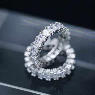 China Fashion White CZ Zircon Sparking Diamond Rings Bling Ladies Fashion Jewelry Silver Plated Full Rings For Women for sale