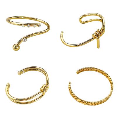 China Fashion Ladies Gold Color Arm Ring Geometry Fashion Open Arm Ring Women Retro Pearl Knot Metal Open Arm Bracelet for sale