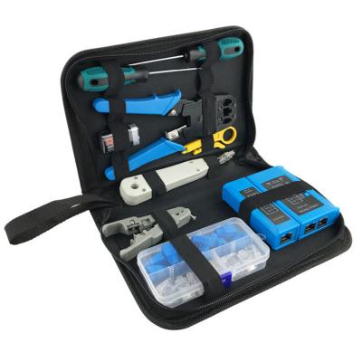 China Network Repairing Crimping Tool Set of RJ45 Network Cable Repair Maintenance Tool Kit with Wire Crimper Wire Connector Stripper Cutter for sale