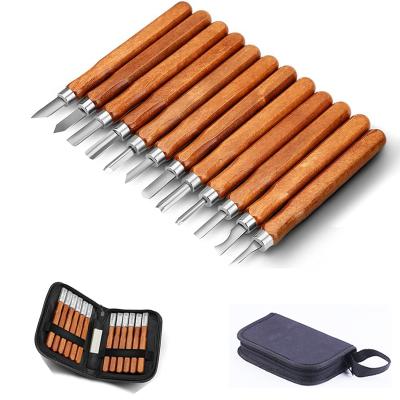 China Carving Tool 12PCS Wood Carving Knife Set Hand Carving Tool Kit for DIY Carving Carpenter for sale