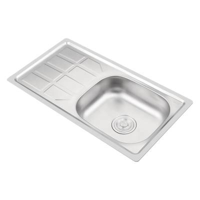 China Without Faucet LS-7540G Single Bowl Farmhouse Stainless Steel Kitchen Sink With Drainer Bowl Cheap Single Kitchen Sink for sale