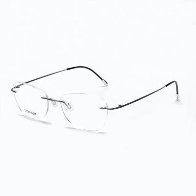 China Fashionable Men's Optical High Rise Luxury Rimless Rectangle Titanium Glass Frame for sale