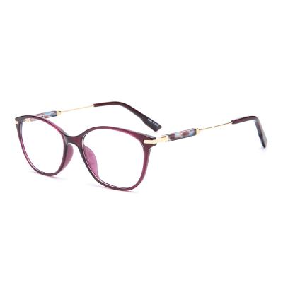 China New fashionable custom made tr90 glass optical frames oval oval purple frames for women for sale